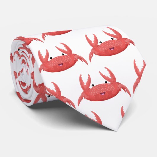 Cute red spotty crab cartoon illustration ネクタイ (ロール)