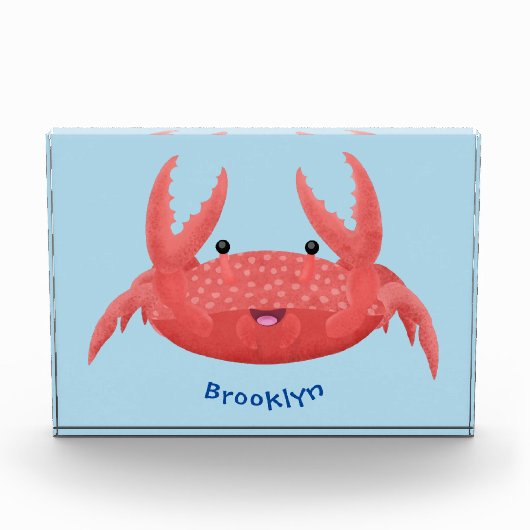 Cute red spotty crab cartoon illustration フォトブロック (正面)