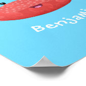 Cute red spotty crab cartoon illustration ポスター (角)