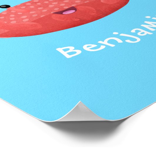 Cute red spotty crab cartoon illustration ポスター (角)