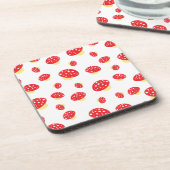 Cute Red Spotty Toadstool Mushrooms Pattern コースター (左側)