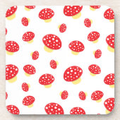 Cute Red Spotty Toadstool Mushrooms Pattern コースター (正面)