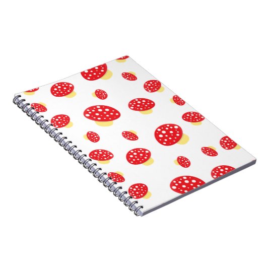 Cute Red Spotty Toadstool Mushrooms Pattern ノートブック (右側)