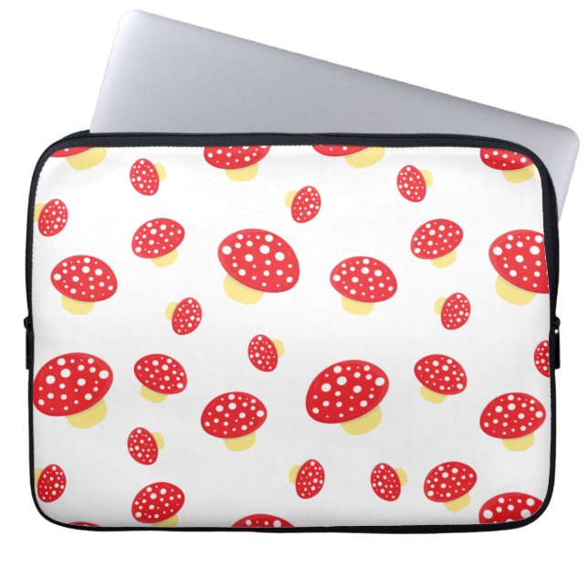 Cute Red Spotty Toadstool Mushrooms Pattern ラップトップスリーブ (正面)