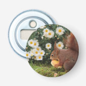 Cute Red Squirrel and Daisies Photo 栓抜き (正面)