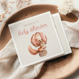 Cute Red Squirrel Balloon Baby Shower スタンダードカクテルナプキン