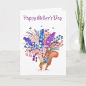 Cute red squirrel with flowers Mother's Day card カード (正面)