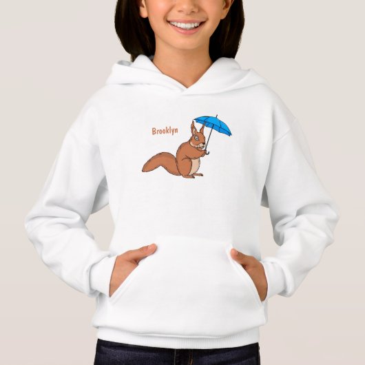 Cute red squirrel with umbrella cartoon  (正面)