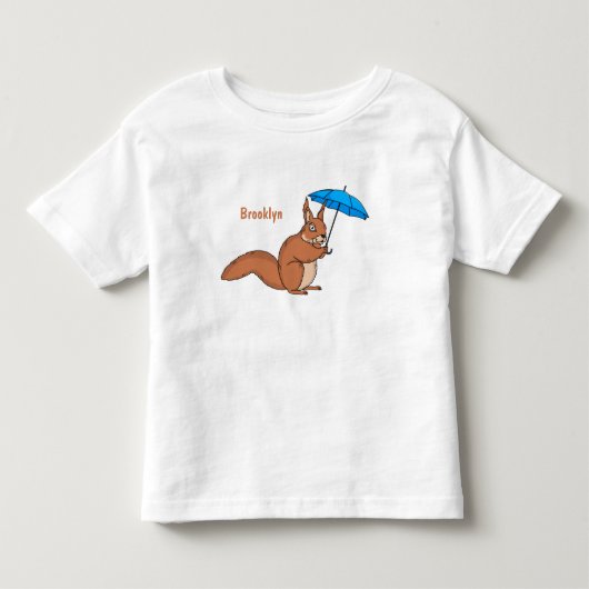 Cute red squirrel with umbrella cartoon トドラーTシャツ (正面)