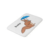 Cute red squirrel with umbrella cartoon  バスマット (アングル)