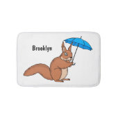 Cute red squirrel with umbrella cartoon  バスマット (正面)