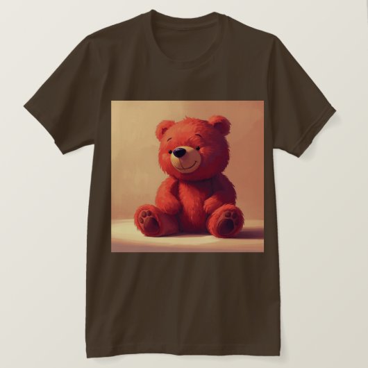 “Cute Red Teddy Bear T-Shirt for Men” Tシャツ (デザイン正面)
