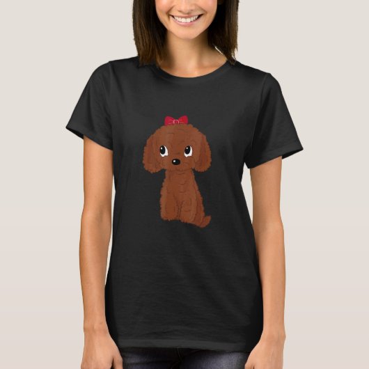 Cute Red Toy Poodle Apricot Toy Poodle Tシャツ (正面)
