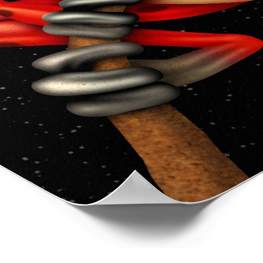 Cute Red Tree Frog with Eye Glasses with Stars ポスター (角)