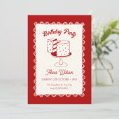 Cute red vintage cake coquette birthday 招待状 (スタンド正面)