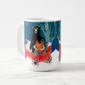 Cute Red Wagon with Bear, Fox, and Sheep Mug コーヒーマグカップ (正面左)