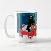 Cute Red Wagon with Bear, Fox, and Sheep Mug コーヒーマグカップ (左)
