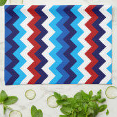 Cute Red White Blue Chevrons Kitchen Towel キッチンタオル (折り畳み)
