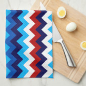 Cute Red White Blue Chevrons Kitchen Towel キッチンタオル (四つ折り)