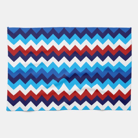 Cute Red White Blue Chevrons Kitchen Towel キッチンタオル (横)