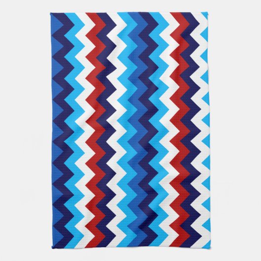 Cute Red White Blue Chevrons Kitchen Towel キッチンタオル (縦)