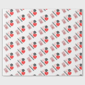 Cute Red & White Paw Print Valentines Day Hearts  ラッピングペーパー (フラット)