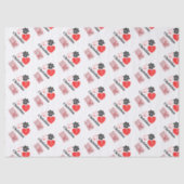 Cute Red & White Paw Print Valentines Day Hearts  薄葉紙 (正面)