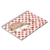 Cute Red White Plaid Stripes Hedgehogs ノートブック (左側)