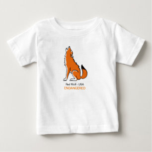 Cute Red WOLF – 絶滅危惧動物グラフィック –  ベビーTシャツ
