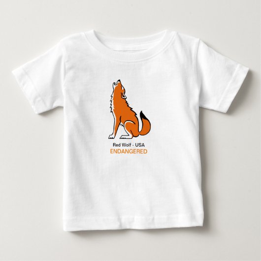 Cute Red WOLF – 絶滅危惧動物グラフィック – ベビーTシャツ (正面)