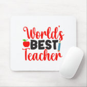 Cute Red Worlds Best Teacher Typography マウスパッド (マウス)