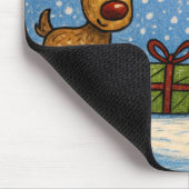 Cute Reindeer and Mouse Christmas Mousepad マウスパッド (コーナー)