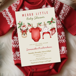 Cute reindeer baby clothes Merry Little Christmas 招待状