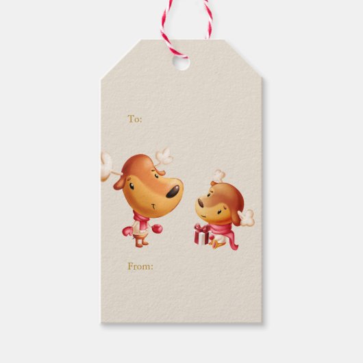 Cute Reindeer Christmas ギフトタグ (正面)