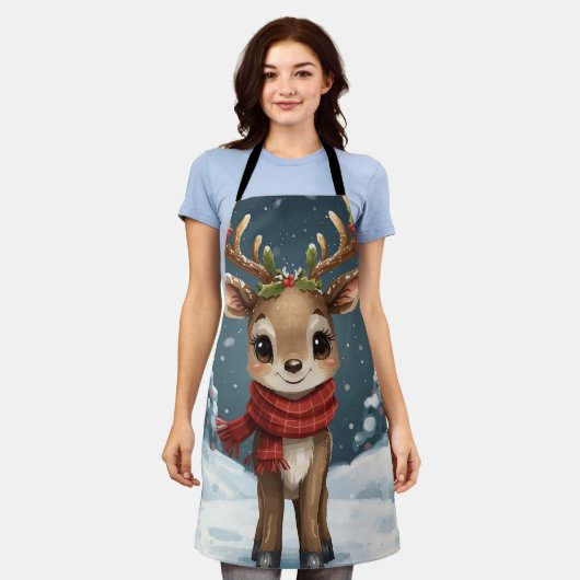 Cute reindeer christmas apron for festive kitchen  エプロン (着用した状態)