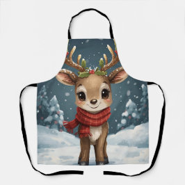 Cute reindeer christmas apron for festive kitchen  エプロン
