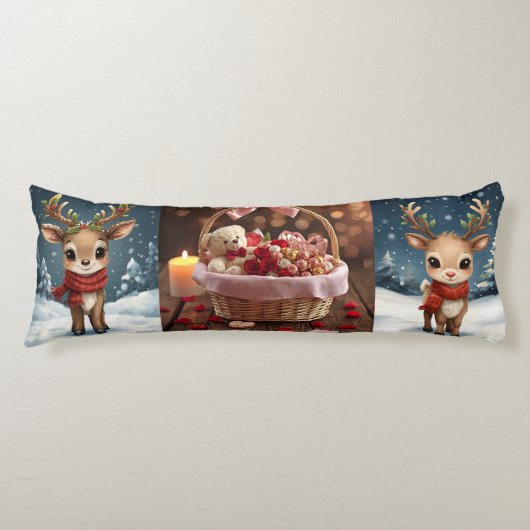 Cute reindeer christmas bedding for kids winter  ボディピロー (正面)