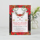 Cute Reindeer Christmas Birthday Party 招待状 (スタンド正面)
