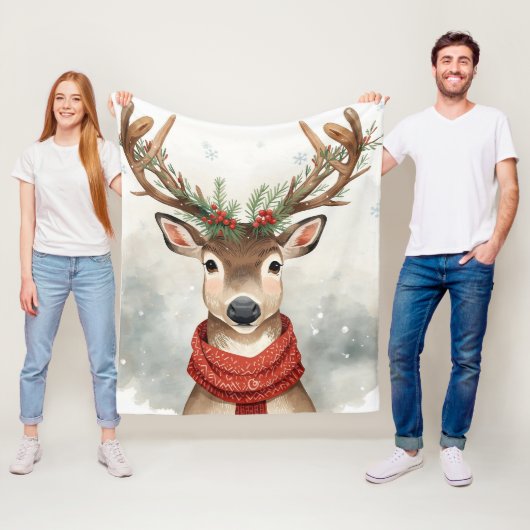 Cute Reindeer Christmas Blanket For Warm Winter フリースブランケット (インサイチュ)