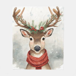 Cute Reindeer Christmas Blanket For Warm Winter フリースブランケット