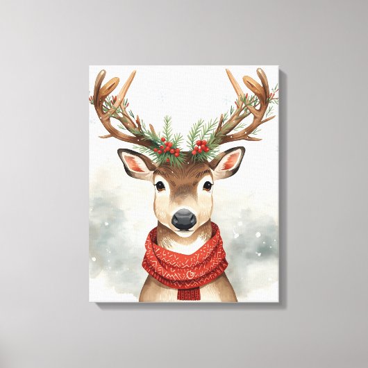 Cute Reindeer Christmas Canvas Art For Holiday キャンバスプリント (正面)