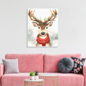 Cute Reindeer Christmas Canvas Art For Holiday キャンバスプリント (インサイチュ (リビング))