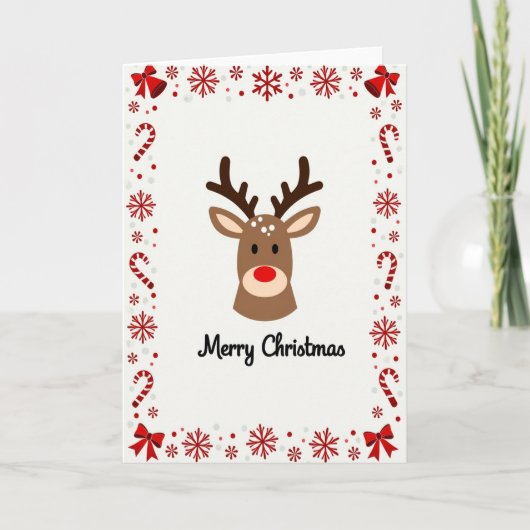 Cute Reindeer Christmas Card カード (正面)