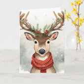 Cute Reindeer Christmas Card カード (黄色い花)