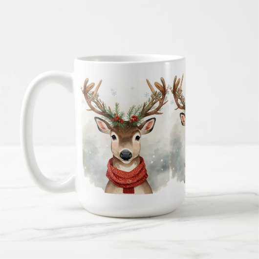 Cute Reindeer Christmas coffee Mug コーヒーマグカップ (左)