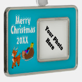 Cute Reindeer Christmas Custom Framed Ornament シルバープレートフレームオーナメント (右)