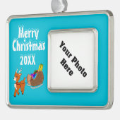 Cute Reindeer Christmas Custom Framed Ornament シルバープレートフレームオーナメント (左)