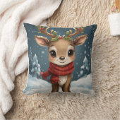 Cute reindeer Christmas for cozy living room クッション (ブランケット)