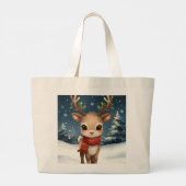 Cute reindeer christmas for holiday shopping ラージトートバッグ (裏面)