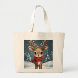 Cute reindeer christmas for holiday shopping ラージトートバッグ